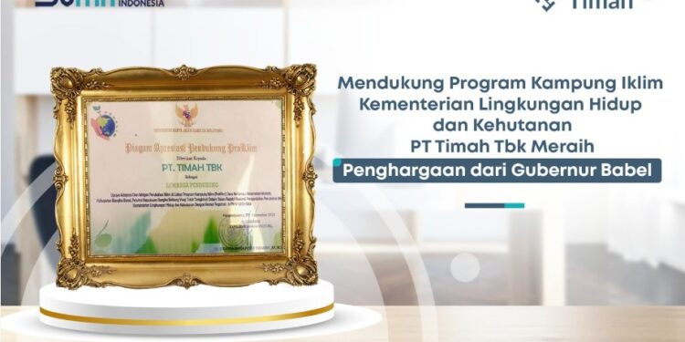 Penghargaan dari Gubenur Bangka Belitung untuk PT Timah Tbk.